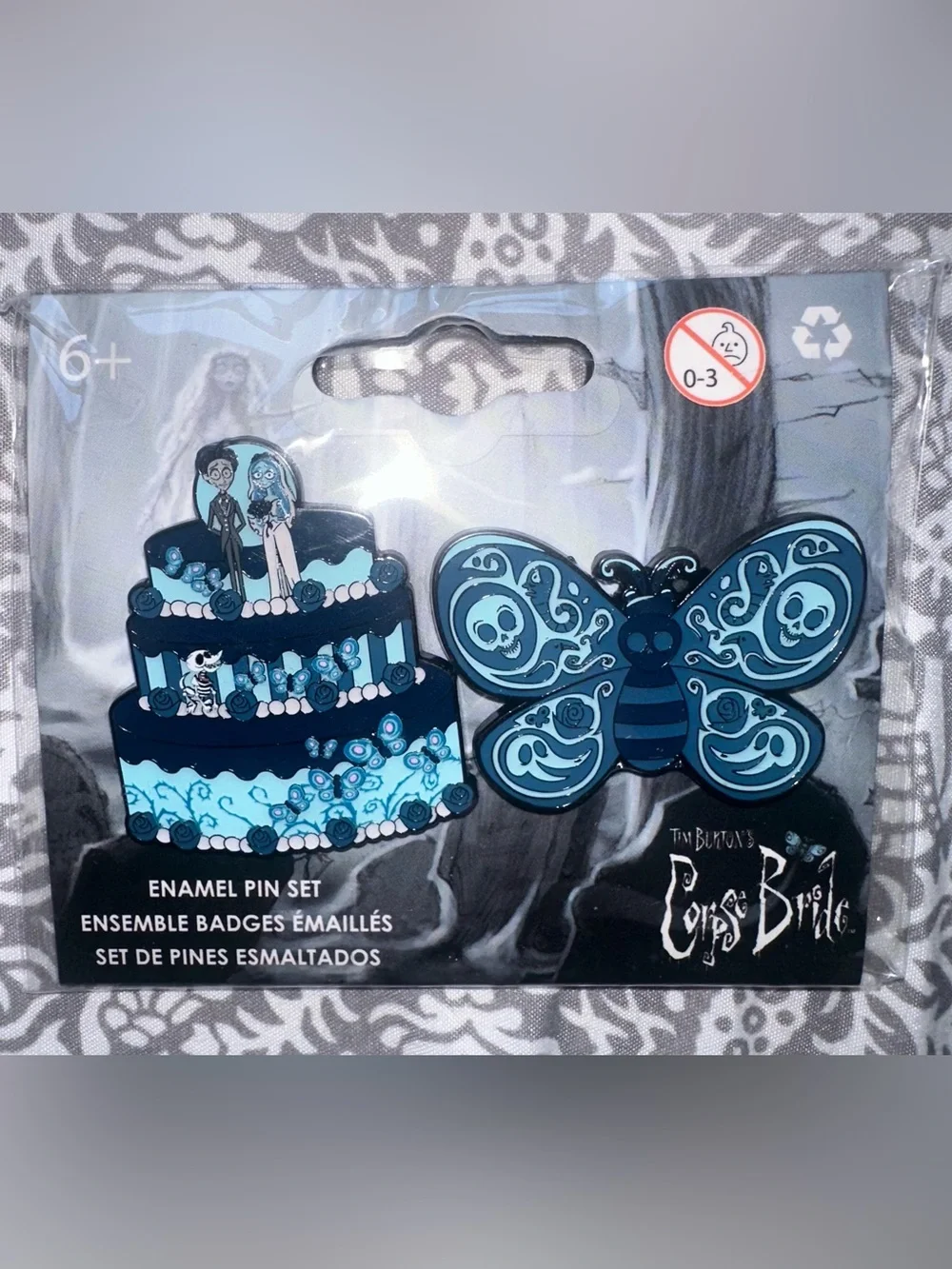 Corpse Bride Wedding Cake and Butterfly Enamel Disney Pin Set